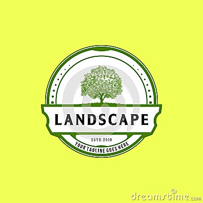 Vintage trees logo illustration design Vector Illustration