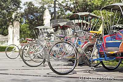 Vintage tricycle bicycle in Chiang mai. Stock Photo