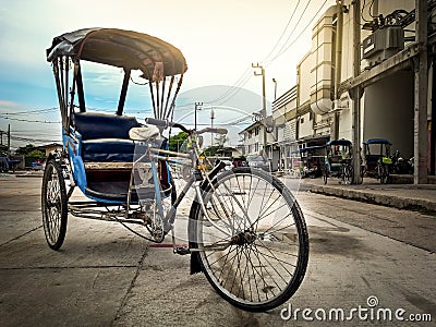 The Vintage Tricycle Taxi Stock Photo