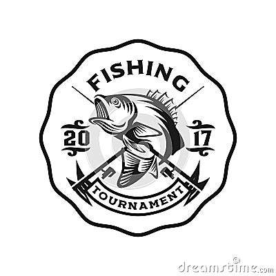 Bass fishing strike logo template Vector Illustration