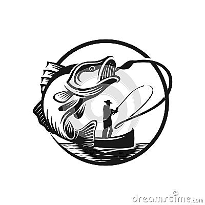 Bass fishing strike logo template Vector Illustration