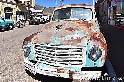 Vintage truck with weathered paint near Bisbee, Arizona Editorial Stock Photo
