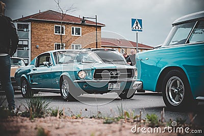 Vintage turquoise car during a cruising event Editorial Stock Photo