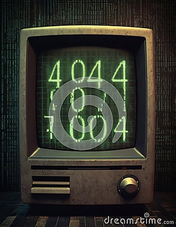Vintage TV with Cryptic 404 Error Stock Photo