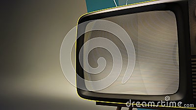 Vintage TV set concept. Angle view close up 3D rendering template. Stock Photo