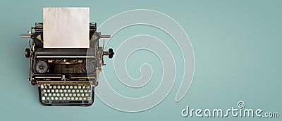 Vintage typewriter header with old paper Stock Photo