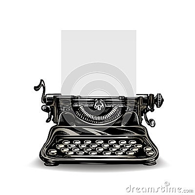 Vintage typewriter isolated on white background. Vector illustration Vector Illustration