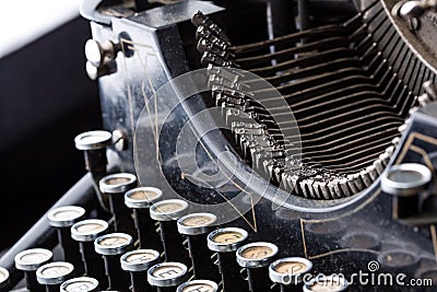 Vintage typewriter type bars closeup Stock Photo