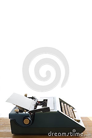 Vintage typewriting against a white background. Stock Photo