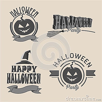 Vintage Typography Halloween Labels. Vector Vector Illustration