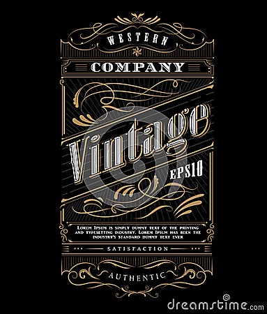 Vintage typography western frame label border vector Vector Illustration