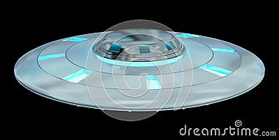 Vintage UFO isolated on black background 3D rendering Stock Photo