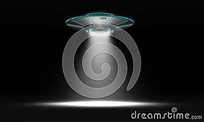 Vintage UFO isolated on black. 3d illustration Cartoon Illustration