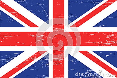 Vintage United Kingdom flag with grunge texture Vector Illustration