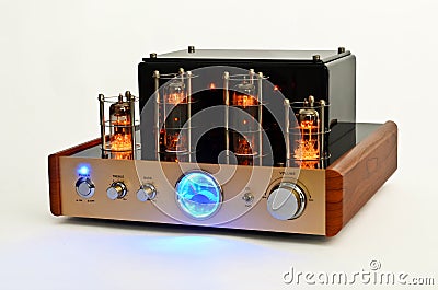Vintage vacuum tube amplifier Stock Photo