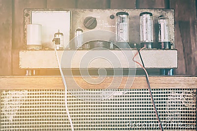 Vintage Vacuum Valve tube amplifier in vintage Stock Photo