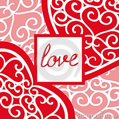 Vintage Valentine`s Day greeting card with an inscription Vector Illustration