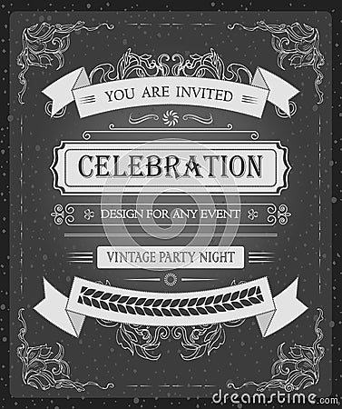 Vintage vector beautiful invitation card template with elegant hand-drawing vector frames Vector Illustration