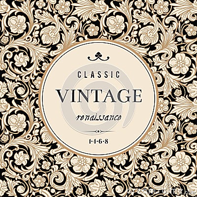 Vintage vector card in classical baroque style. Vector Illustration