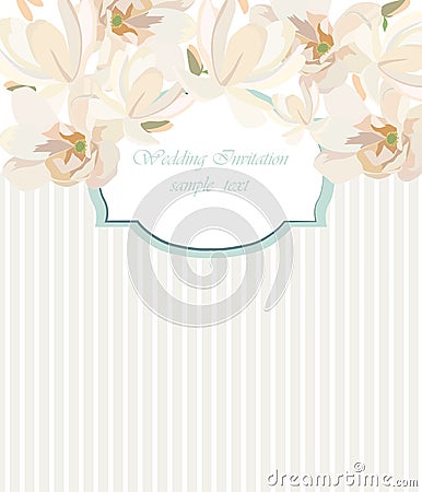 Vintage Vector Card Watercolor Cherry flowers frame Vector Illustration