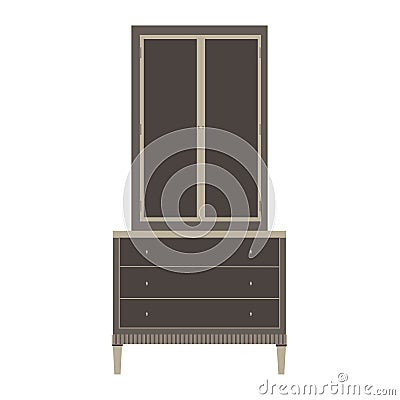 Vintage vector chest of drawers for clothes. Vector Illustration