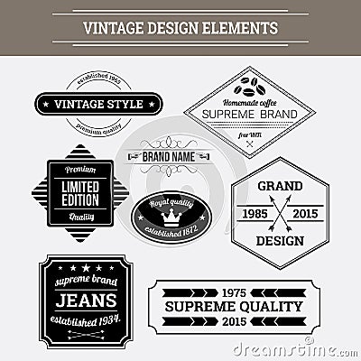 Vintage vector design elements. Retro style typographic labels Vector Illustration