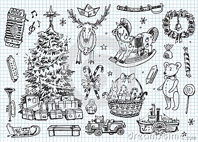 Vintage vector doodles. Christmas, winter Vector Illustration