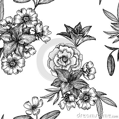 Vintage vector floral seamless pattern Vector Illustration