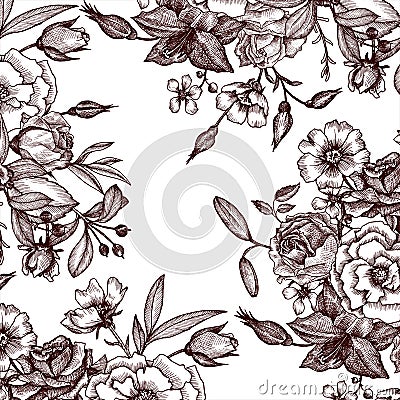 Vintage vector floral template Vector Illustration