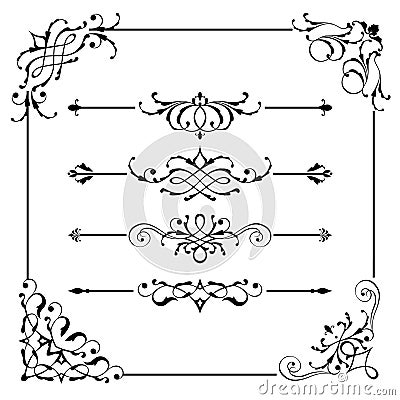 Vintage Vector Frame Border Divider Corner Vector Illustration