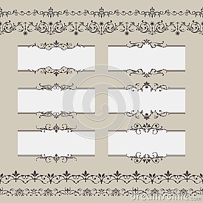 Vintage Vector Frame Border Set Vector Illustration