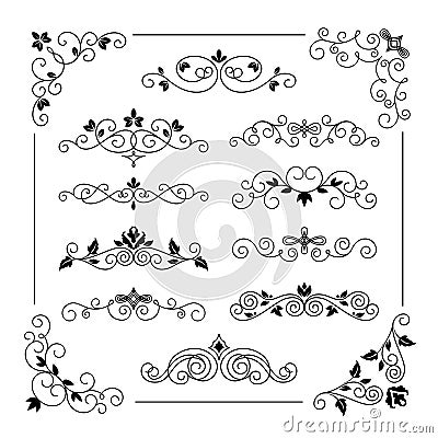 Vintage Vector Frame Border Set Vector Illustration