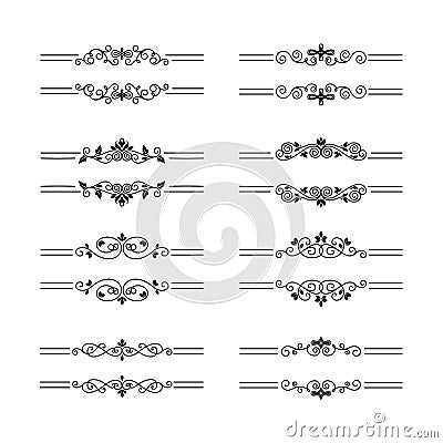 Vintage Vector Frame Border Set Vector Illustration