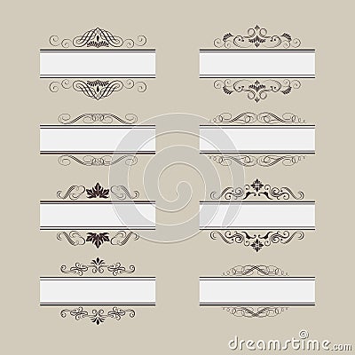 Vintage Vector Frame Border Set Vector Illustration