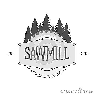 Vintage vector Label of Sawmill Vector Illustration