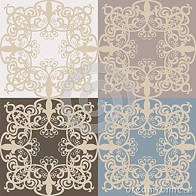 Vintage Vector lace pattern set in Eastern style background. Ornate decor element for design. Vector Illustration