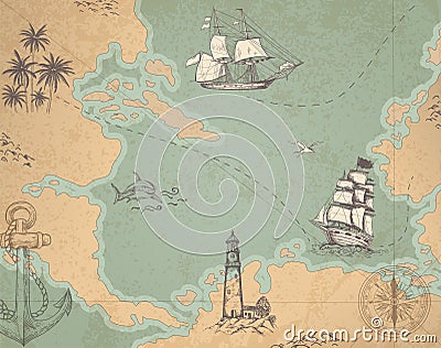 Vintage vector marine map Vector Illustration