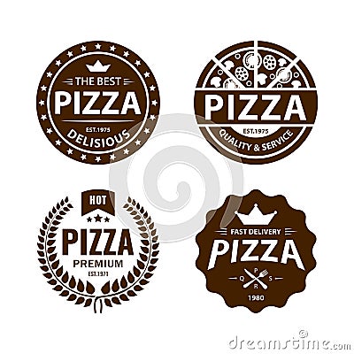 Vintage vector pizza logo, label, badge set Vector Illustration