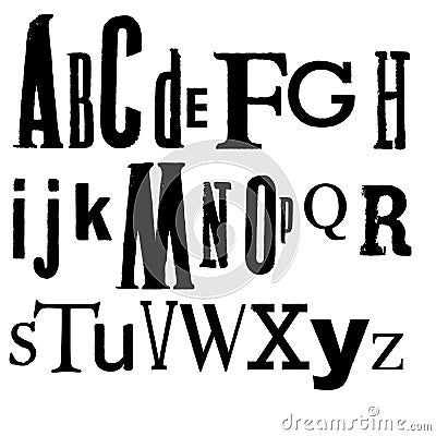 Vintage Vector Printed Alphabet. Vector Illustration