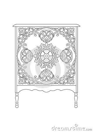 Vintage Vector Rich Commode Table Vector Illustration