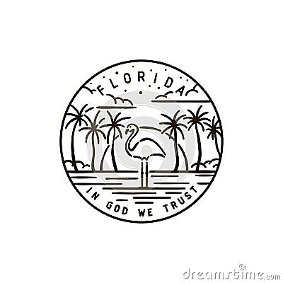 Florida. Flamingo. Vector Illustration