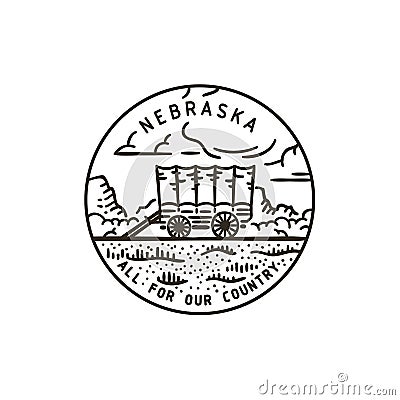 Nebraska. Wagon. Vector Illustration