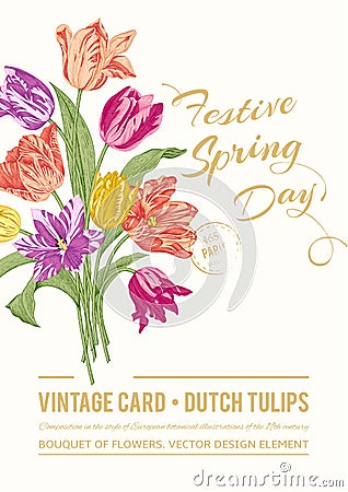 Vintage vector spring greeting card Vector Illustration