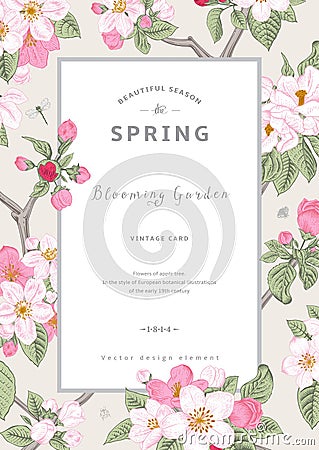 Vintage vector vertical card spring. Vector Illustration