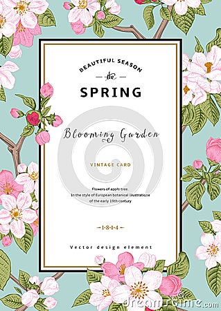 Vintage vector vertical card spring. Vector Illustration