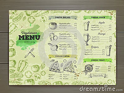 Vintage vegetarian food menu Vector Illustration