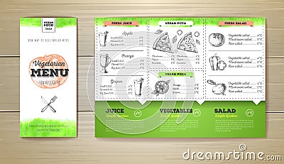 Vintage vegetarian food menu design. Vector Illustration