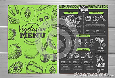 Vintage vegetarian menu design. Vector Illustration