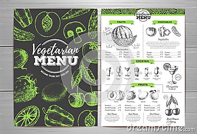 Vintage vegetarian menu design Vector Illustration