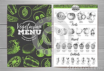 Vintage vegetarian menu design Vector Illustration